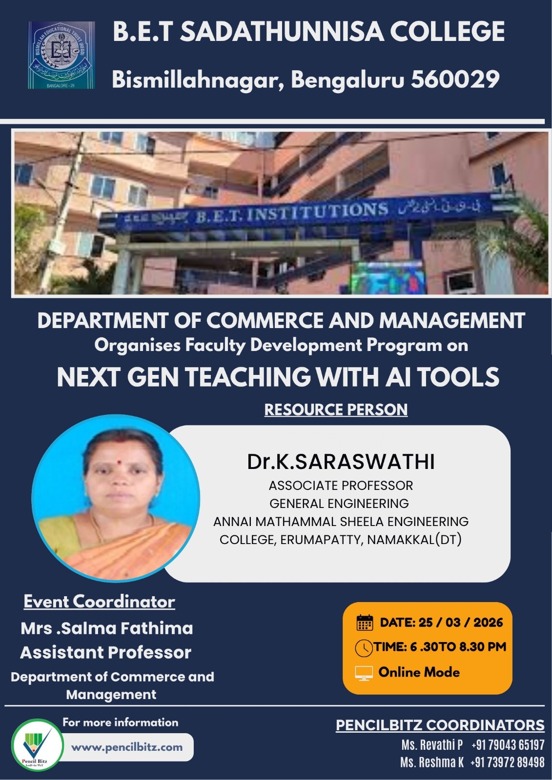 B.E.T Sadathunnisa College  